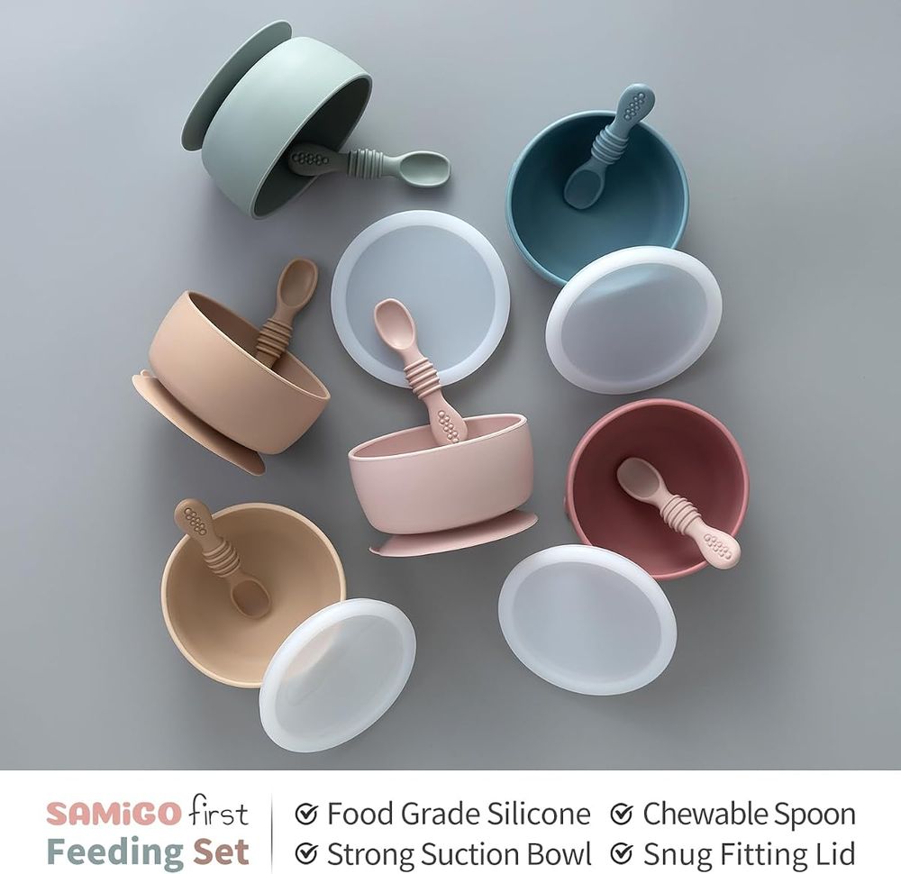 Suction bowl and spoon set with lid photo 3